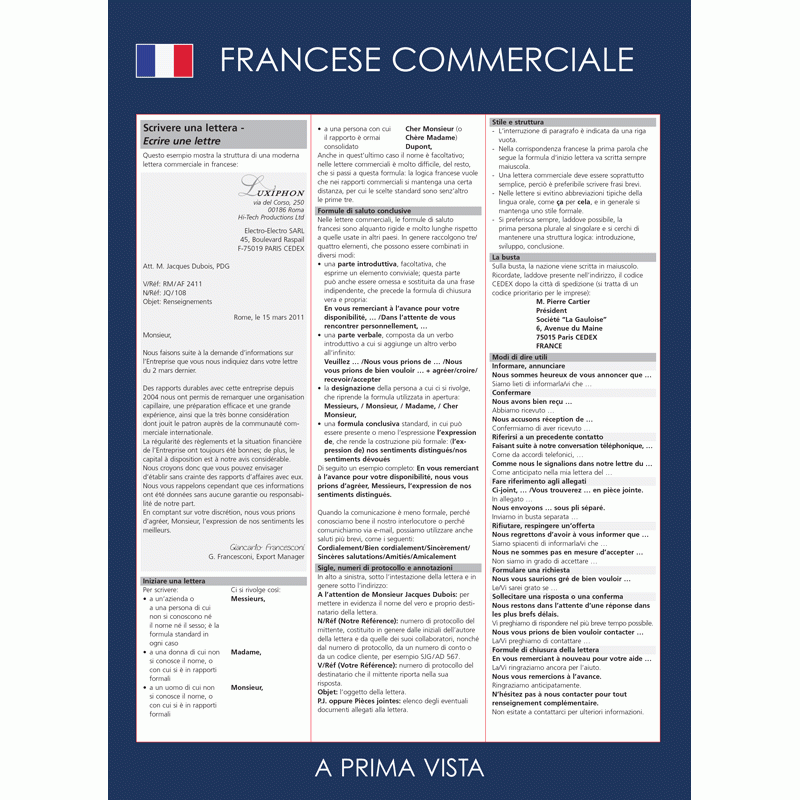 SCHEDA A PRIMA VISTA: FRANCESE COMMERCIALE - Logosedizioni